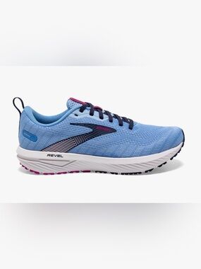 Brooks Women's Light Blue and Navy Running Sneakers with Pink Accents